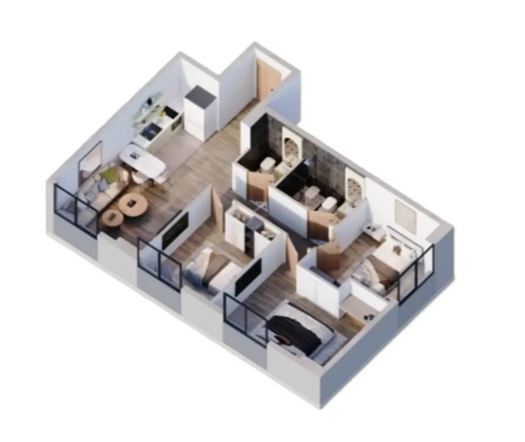 A cosy three-room flat measuring 72 m² in