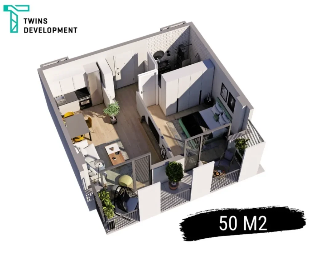 A cosy one-bedroom flat with panoramic views, 50 m², in