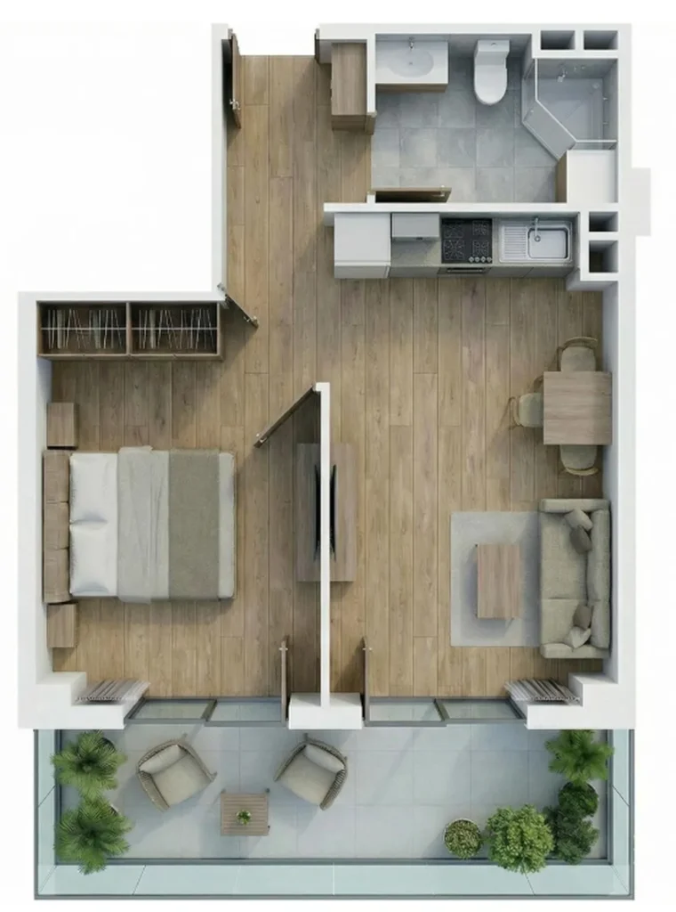 A bright one-bedroom flat in a lively neighbourhood, 46.5 m² in