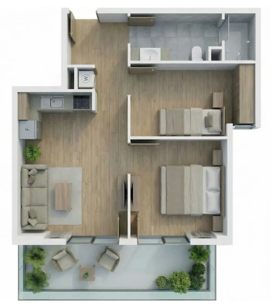 A cosy two-room flat with a balcony, 53.3 m², in