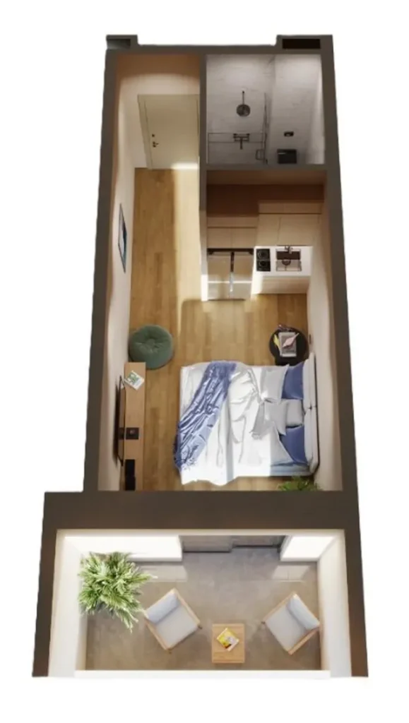 A compact studio flat in a green neighbourhood, 29.3 m² in