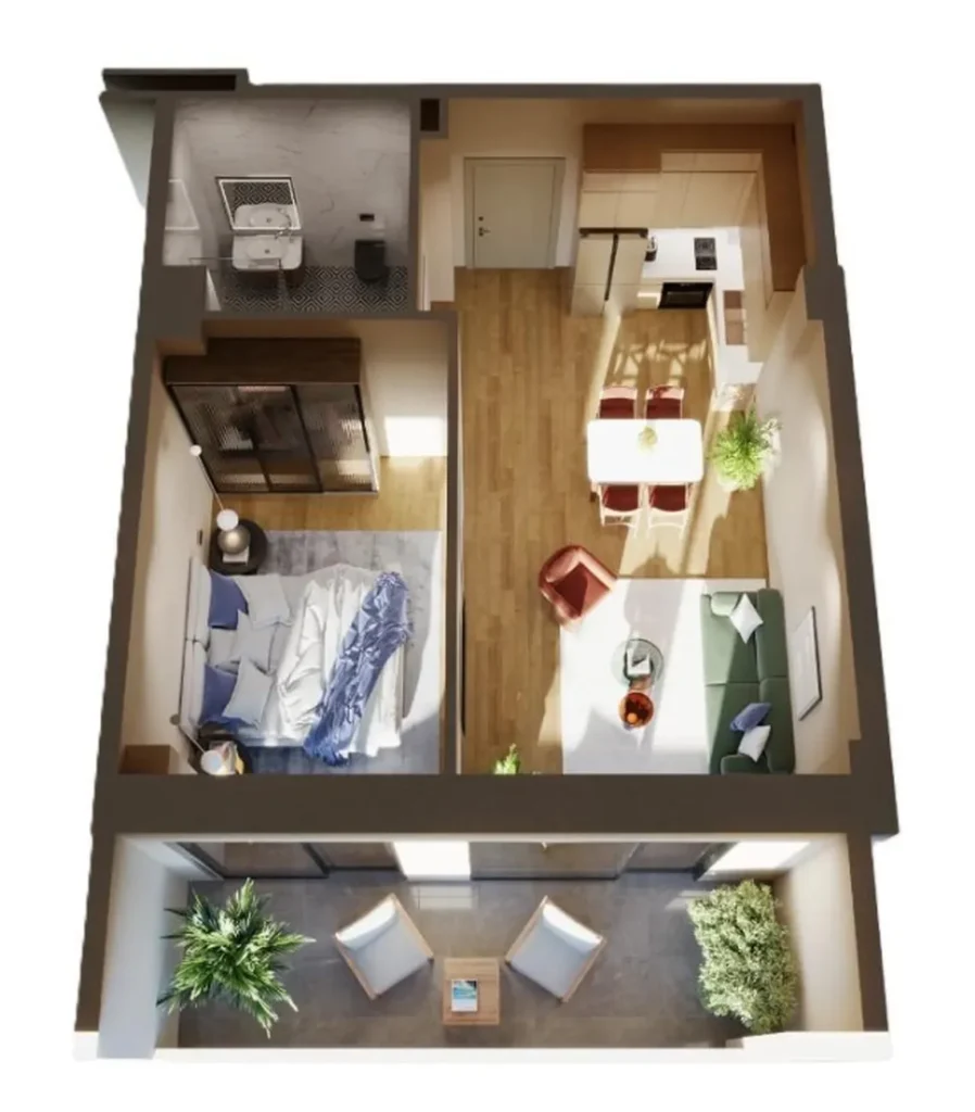 A compact studio flat in a green neighbourhood, 29.3 m² in