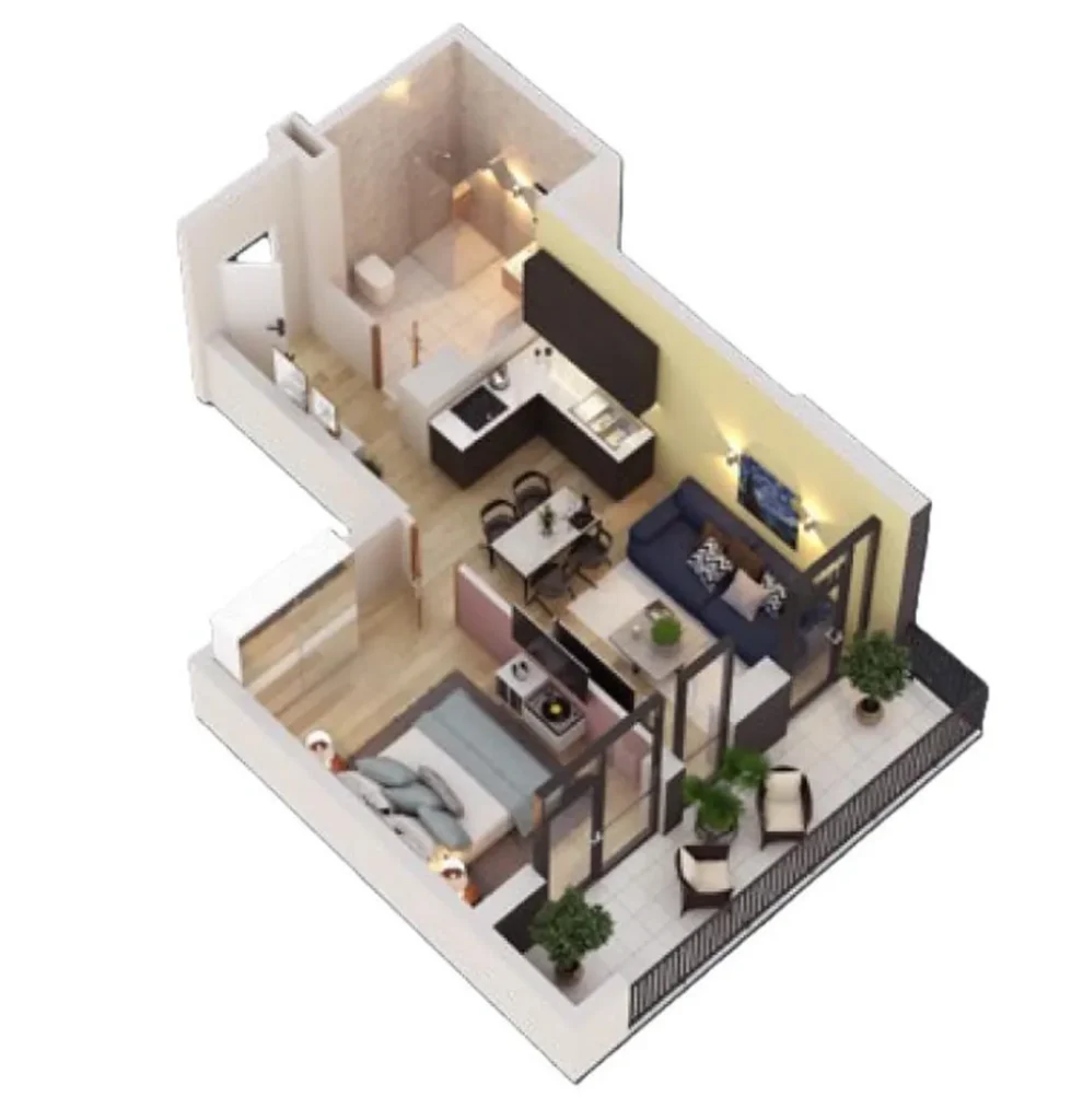 A two-room flat with panoramic views, 45.8 m², in