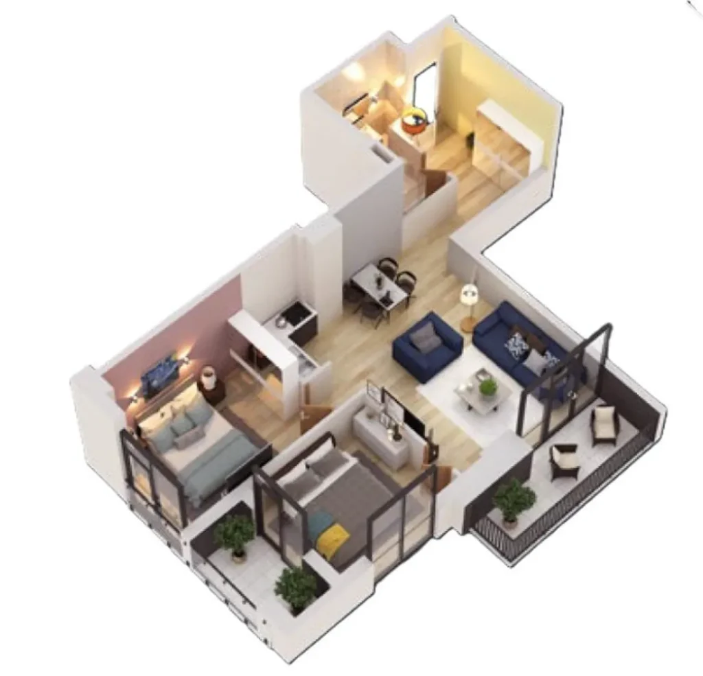 A spacious two-room flat with a view of the city, 67.2 m², in