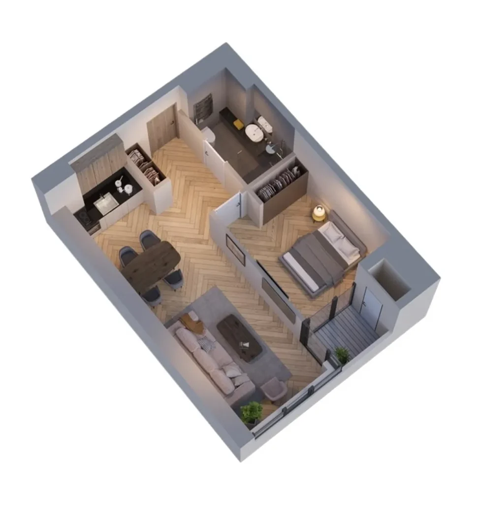 A compact one-bedroom flat in Nadzaladevi, 47 m² in