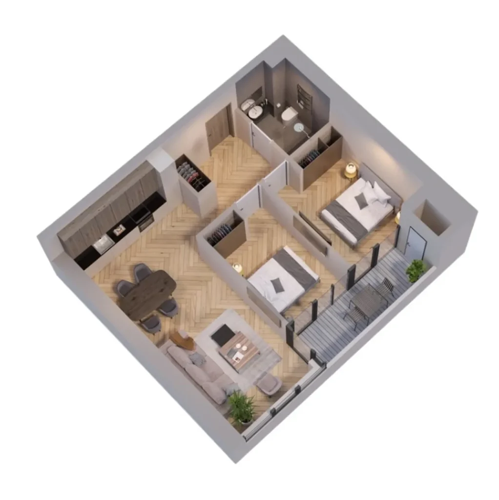 A compact one-bedroom flat in Nadzaladevi, 47 m² in