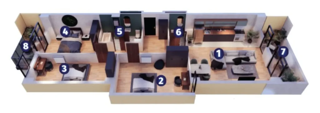 Впечатляющая 3-комнатная квартира 119.3 м² в