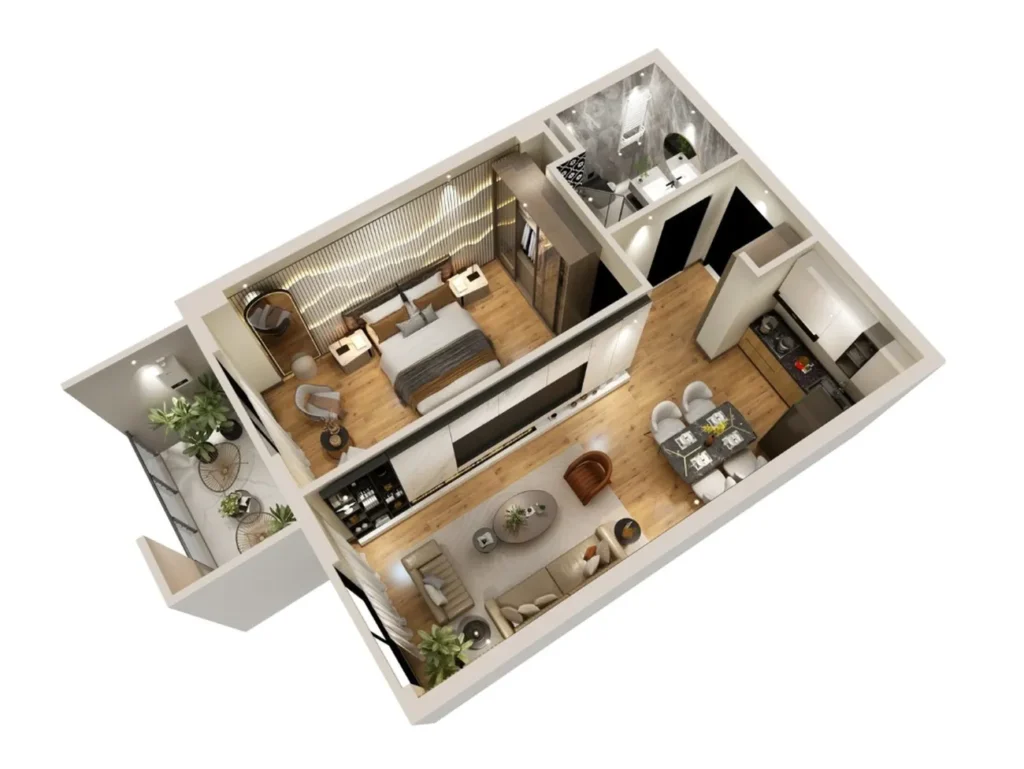 Уютная однушка в зеленом Сабуртало 48.5 м² в