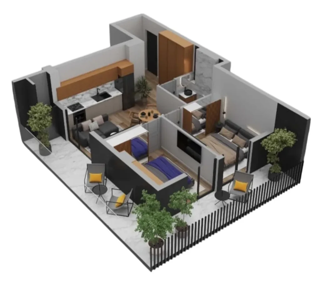 Уютная однушка в зеленом районе 61.7 м² в