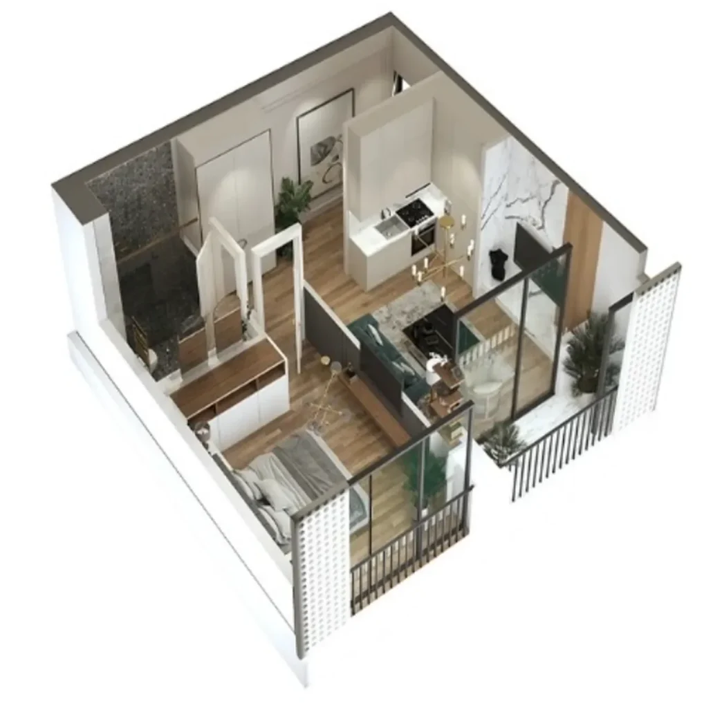 A bright one-bedroom flat with panoramic views, 50.1 m², in