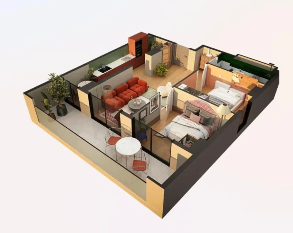 Gemütliche Einzimmerwohnung mit Balkon in Varketili, 55,3 m² in