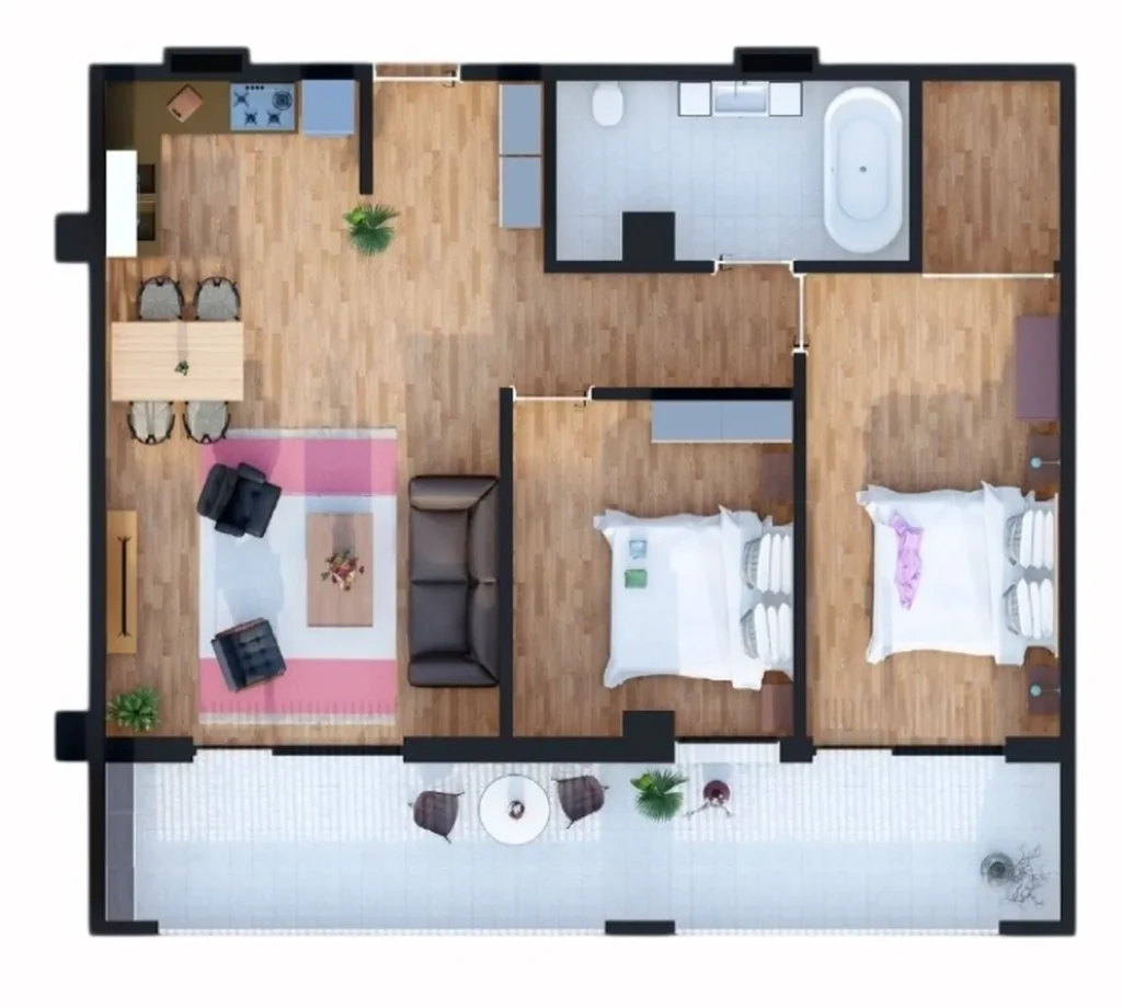 Spacieux deux-pièces offrant une vue panoramique sur la nature, d'une superficie de 102,6 m², situé à