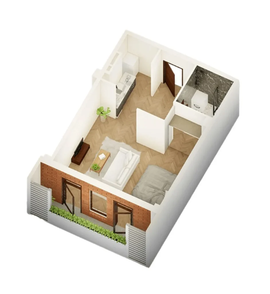 Stilvolles Studio mit Blick auf die Gärten, 52,1 m² in