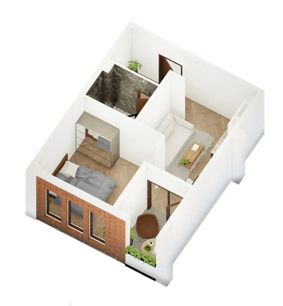 Stilvolles Studio mit Blick auf die Gärten, 52,1 m² in