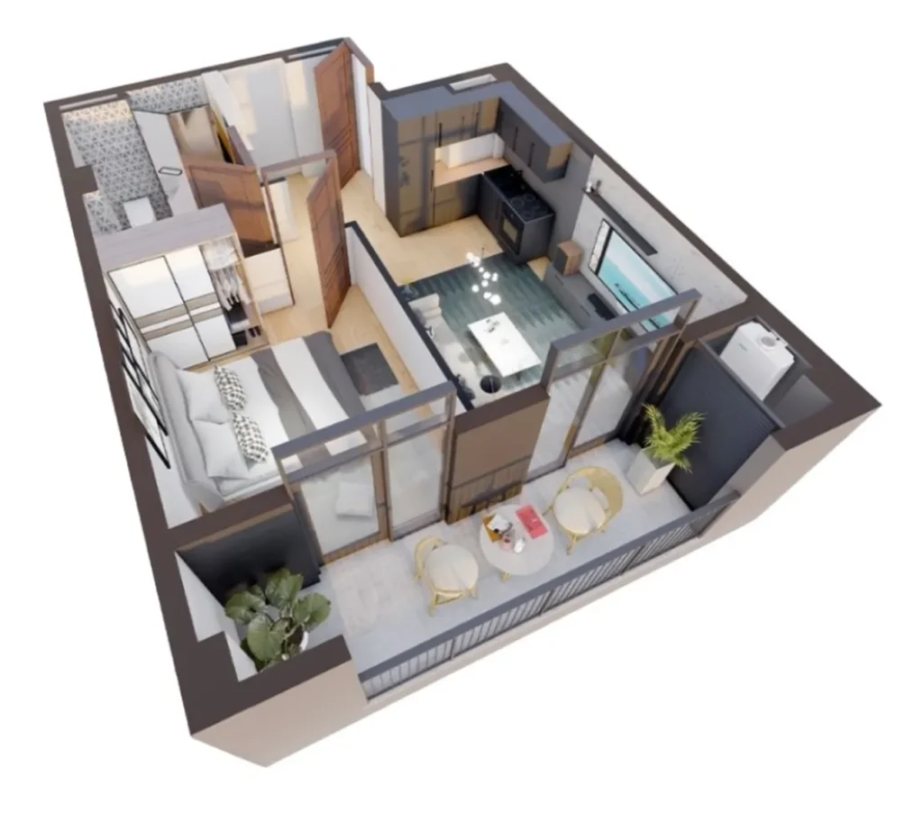 Stilvolles Studio mit wählbarem Rahmen, 40,6 m² in