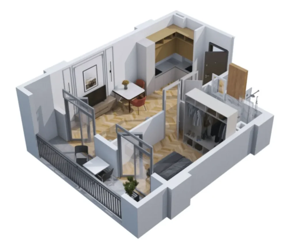 Hotový jednopokojový byt v zelené čtvrti o rozloze 44,8 m² v