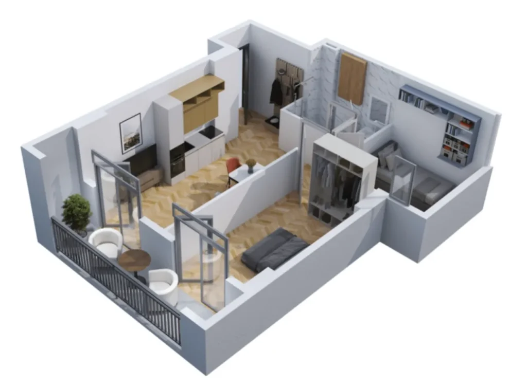 Hotový dvoupokojový byt o rozloze 57,1 m² v