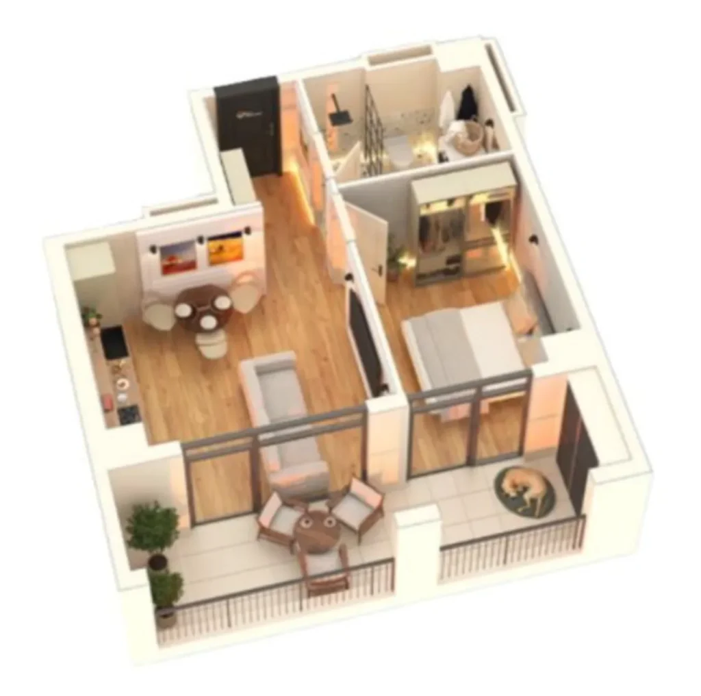Un monolocale essenziale di 43,7 m² a