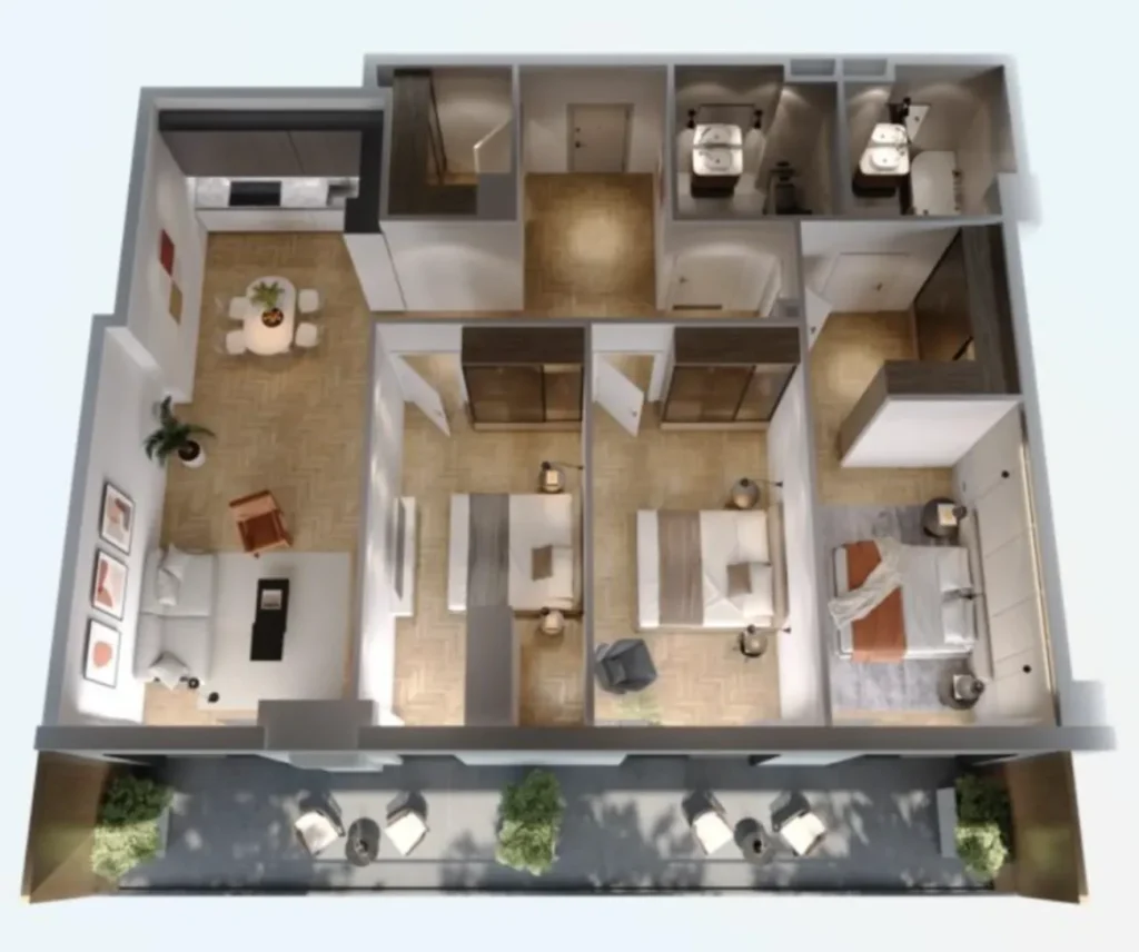 A prestigious three-room flat in the centre of Vake, 153.5 m² in