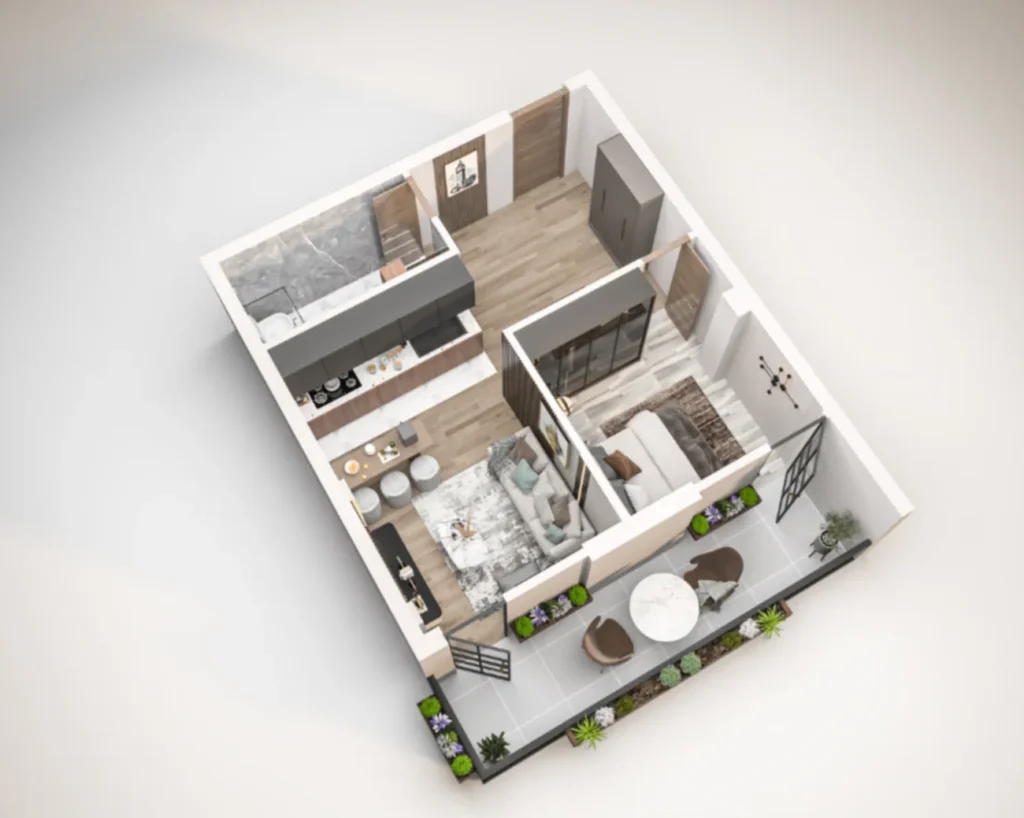 Útulný jednopokojový byt s výhledem do zeleně, 49 m², v