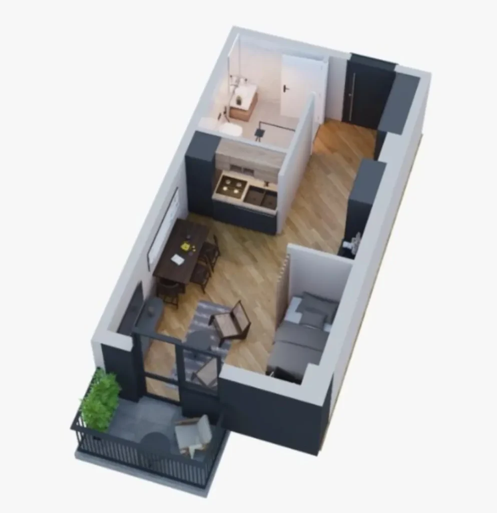 Современная студия 37 м² в