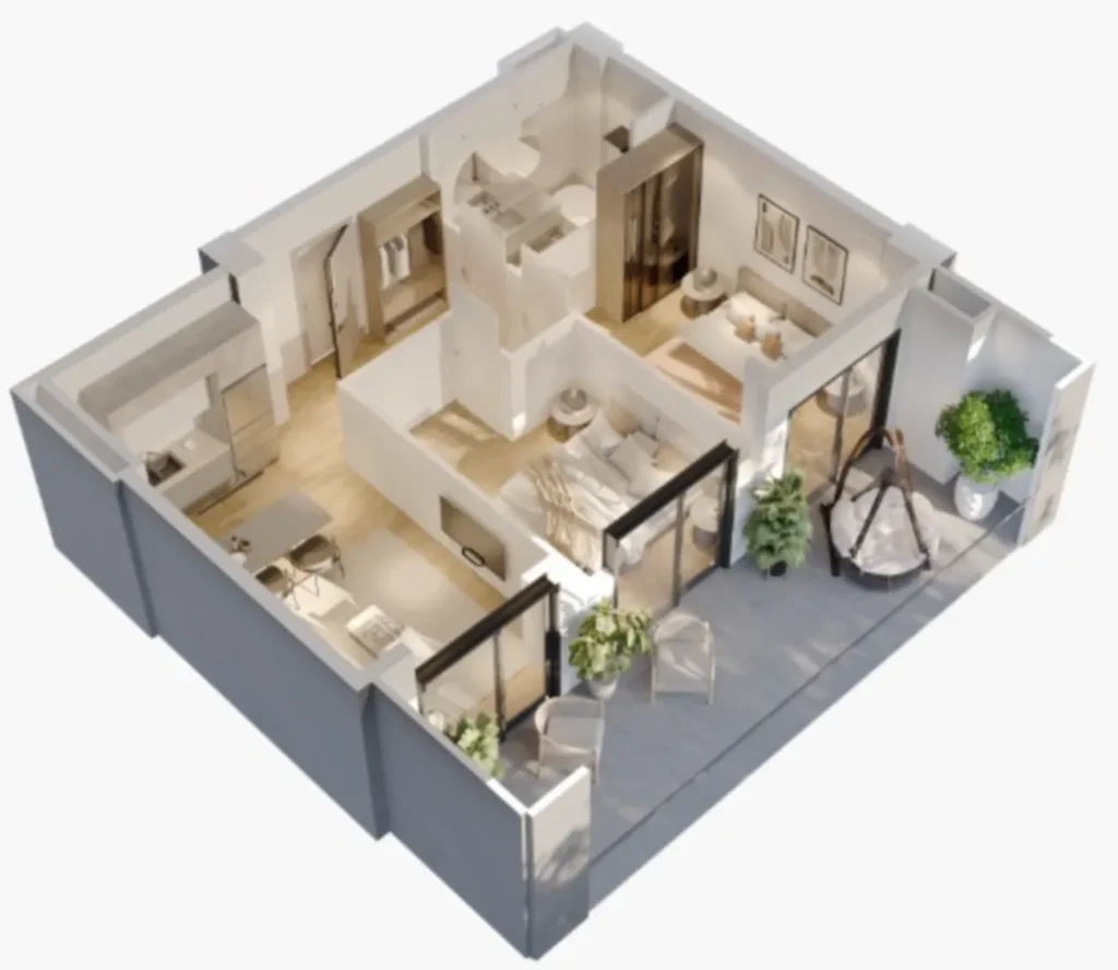 A bright one-bedroom flat with panoramic views, 85 m², in
