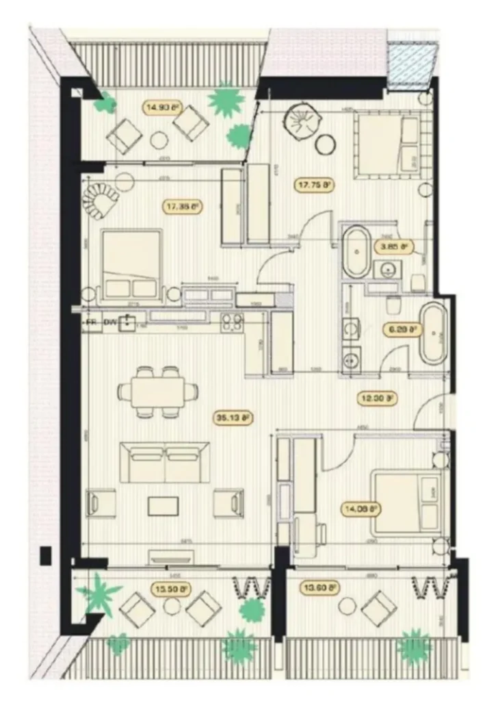 Комфортная и светлая двушка 75.9 м² в