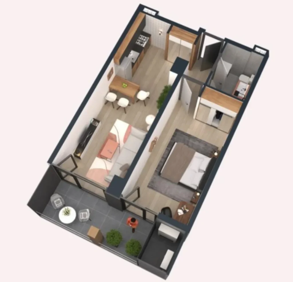 Un moderno piso de una habitación de 153,9 m² en