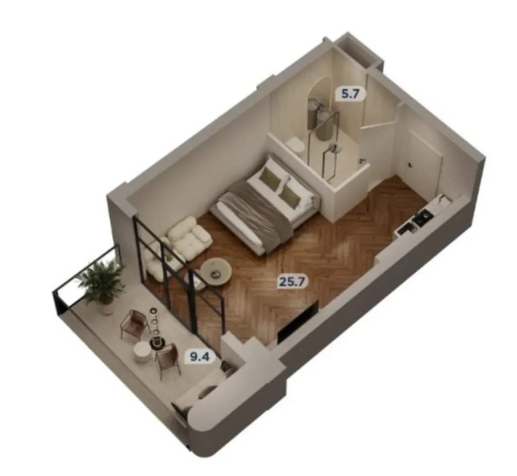 Pratico bilocale di 40,8 m² a