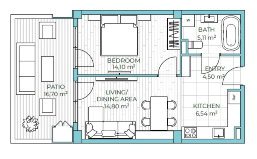 Jasne, przestronne 3-pokojowe mieszkanie o powierzchni 46,2 m² w