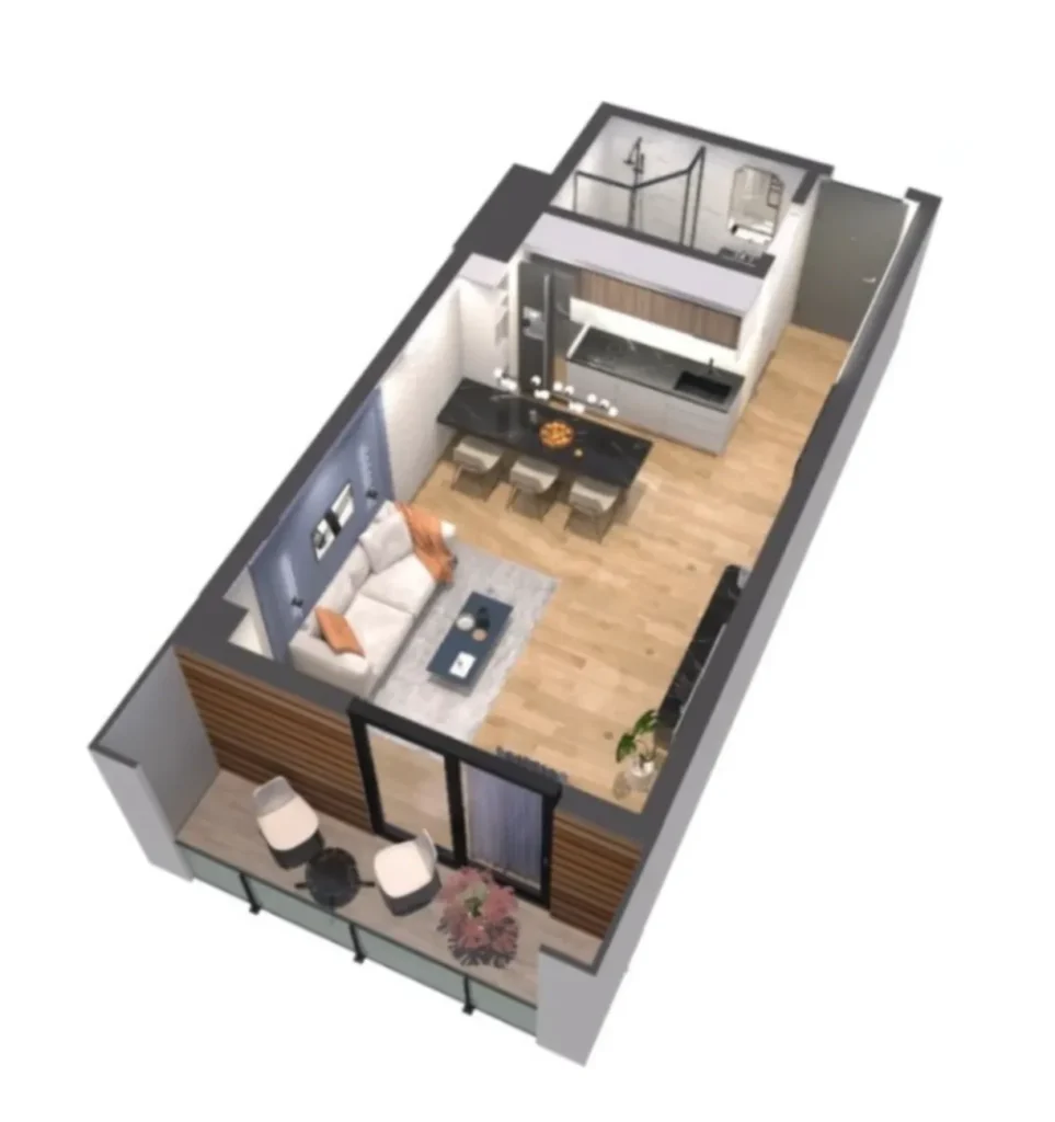 Ergonomiczne dwupokojowe mieszkanie o powierzchni 29,85 m² w