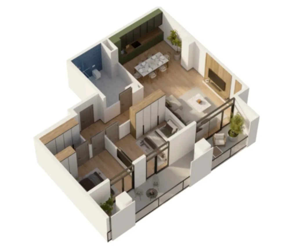 Przemyślane mieszkanie jednopokojowe przy ulicy Saburtalo o powierzchni 110,7 m² w