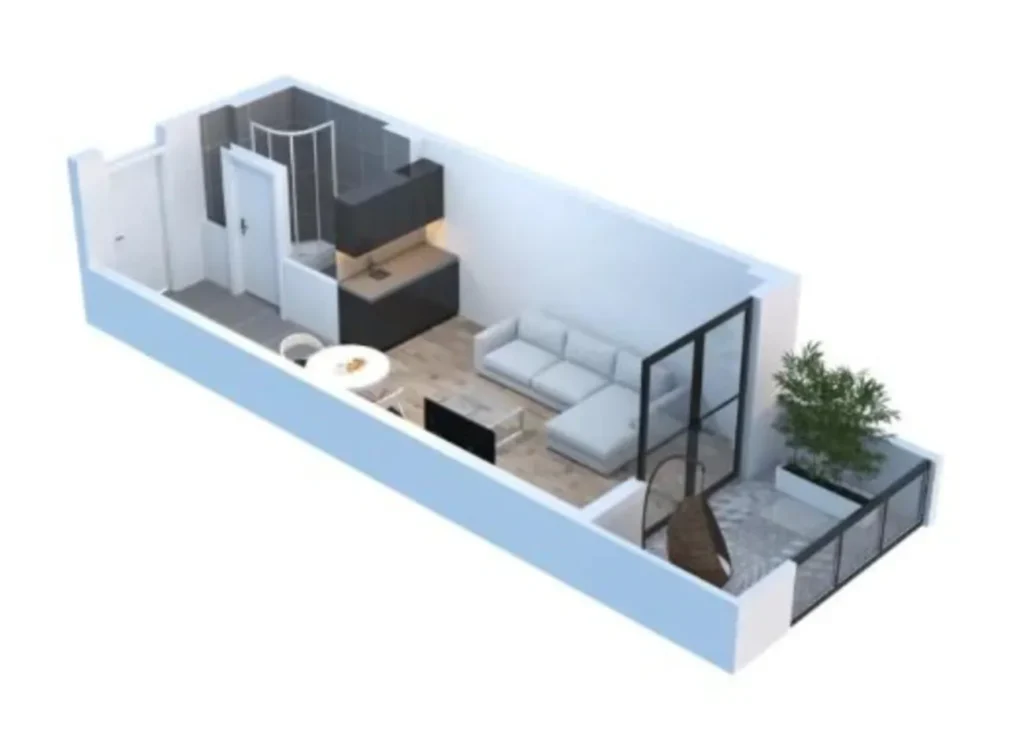 31,2 m²'lik muhteşem üç odalı daire,