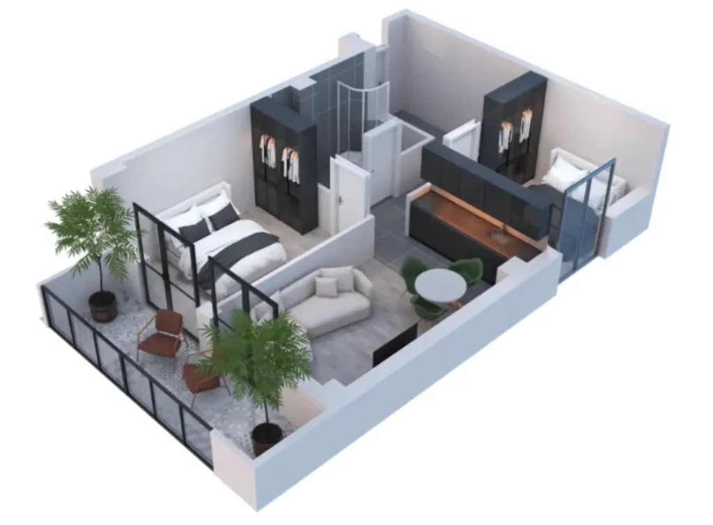 Уютная и комфортная двухкомнатная квартира 61.9 м² в