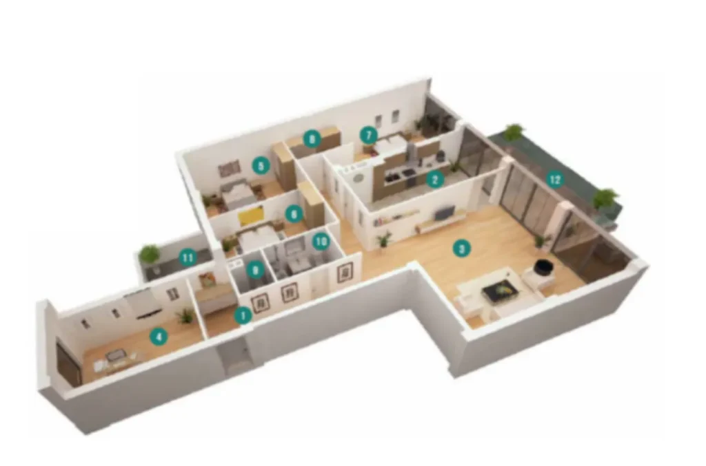 172,9 m²'lik zarif üç odalı daire,