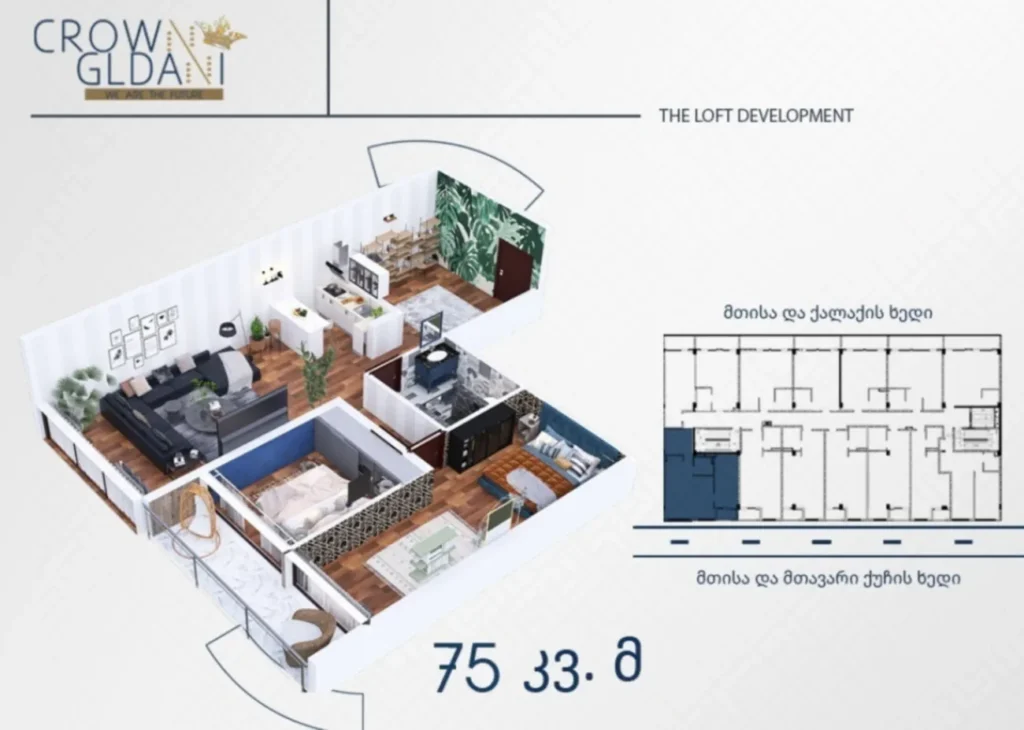 34 m²'lik modern yaşam stüdyosu,