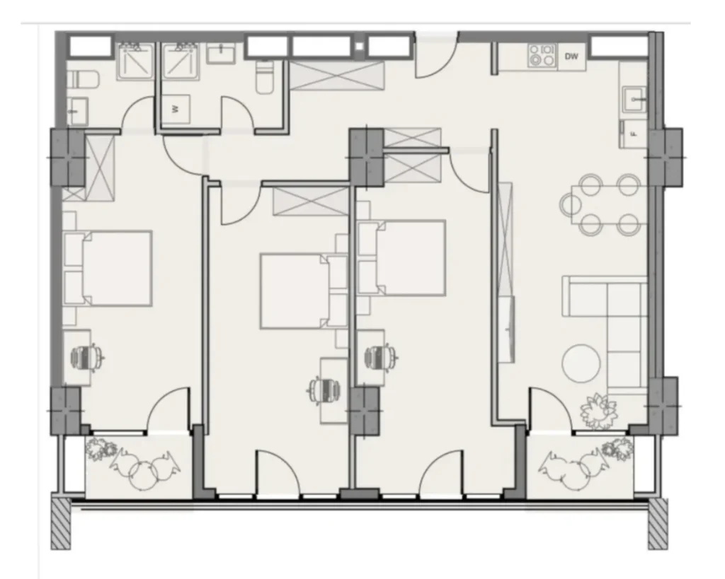 Elegantní dvoupokojový byt o rozloze 92,4 m² v