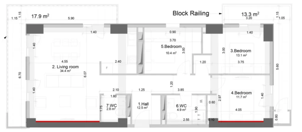 Spazioso appartamento familiare di 129,5 m² a