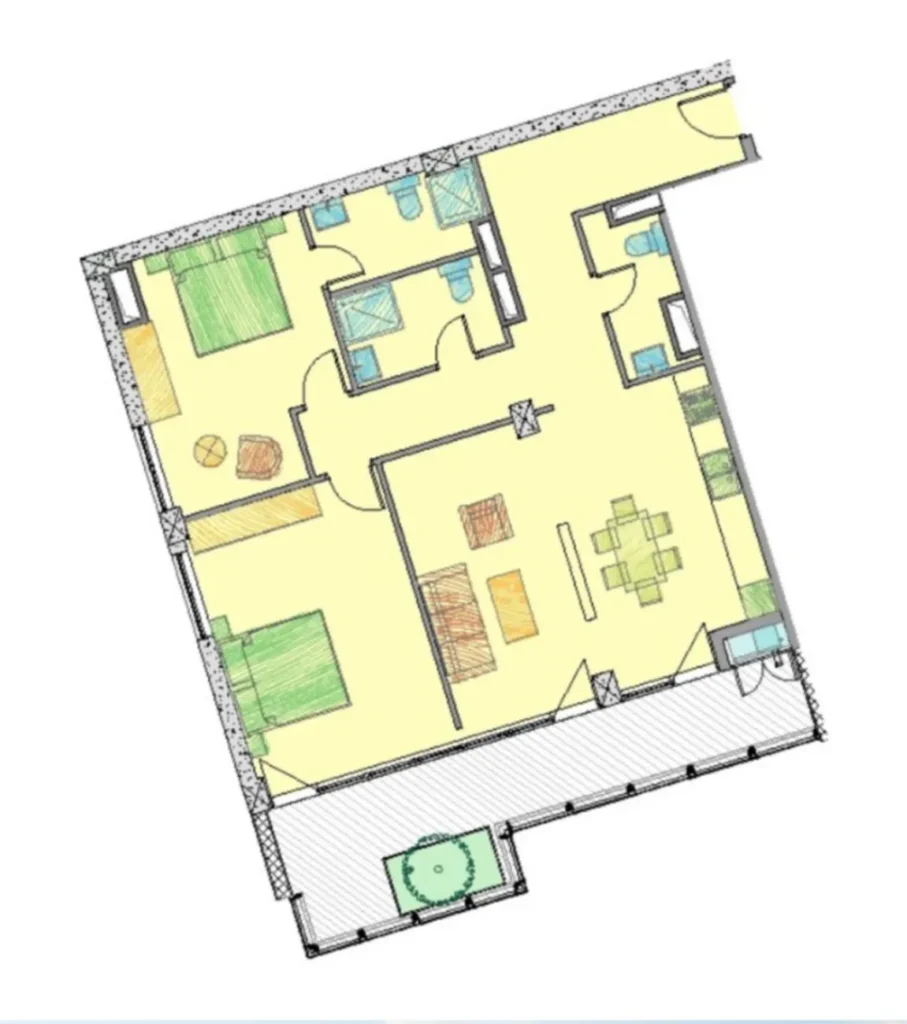 Spazioso e essenziale monolocale di 119,4 m² a