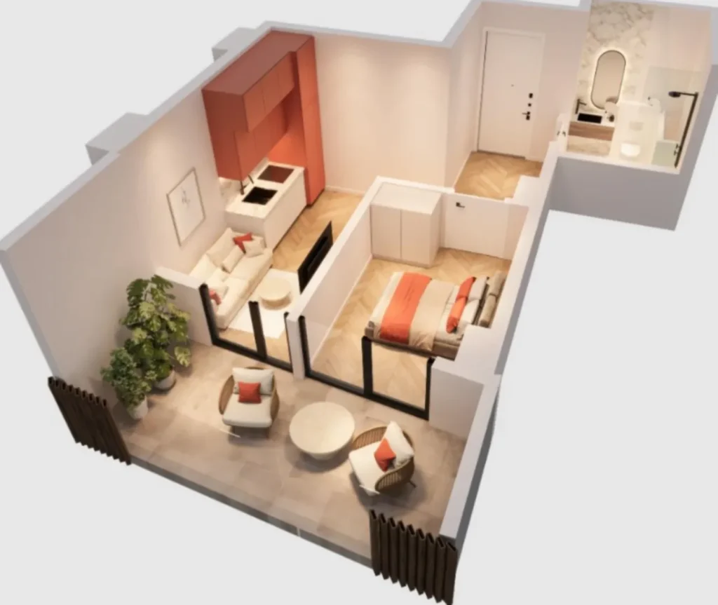 Un estudio elegante y compacto de 35,5 m² en