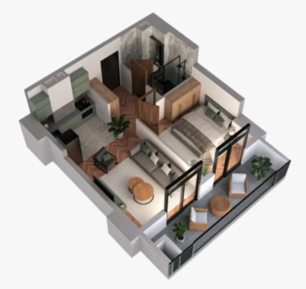 Útulný, světlý jednopokojový byt o rozloze 44,7 m² v