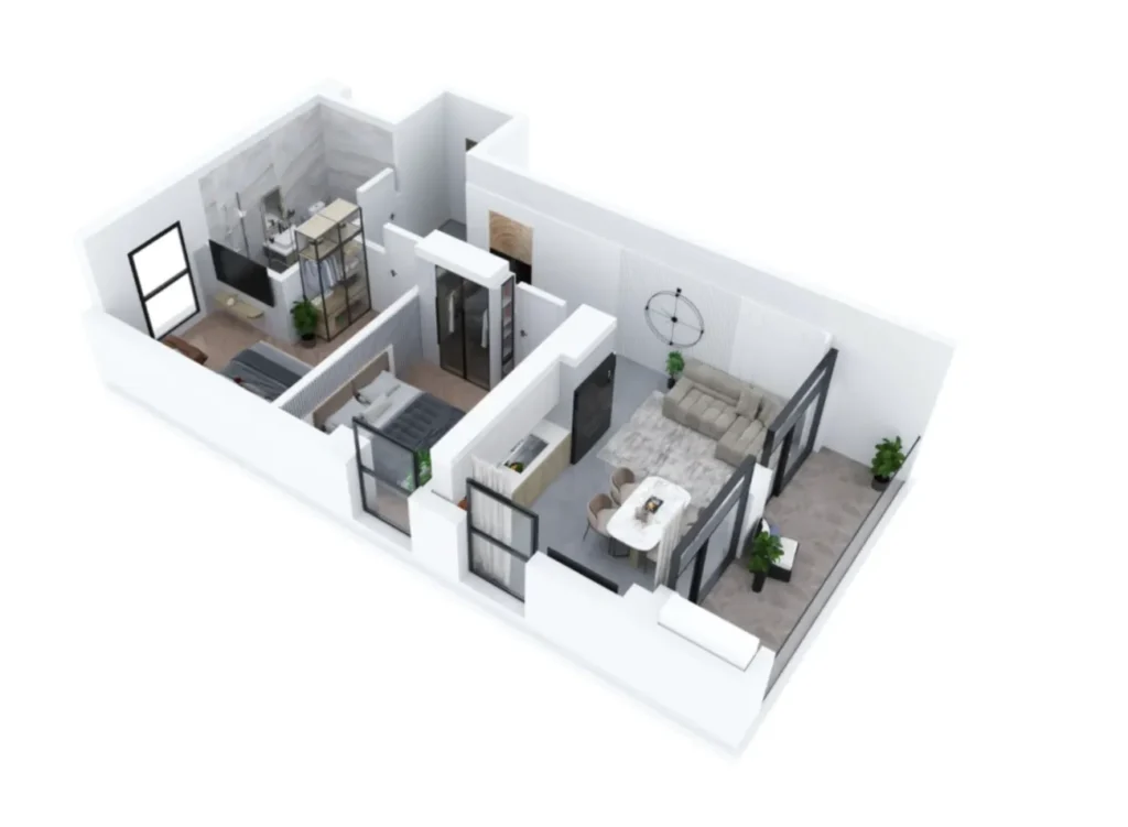 Простора зелена двокімнатна квартира площею 73,2 м² у