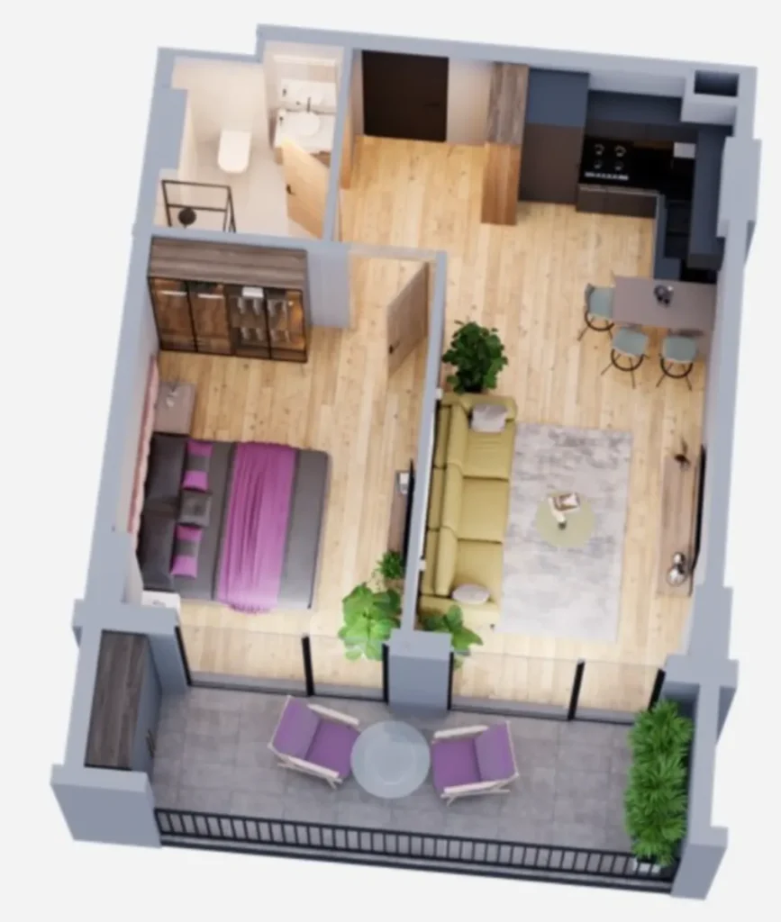 Уютная лаконичная однушка 55.7 м² в