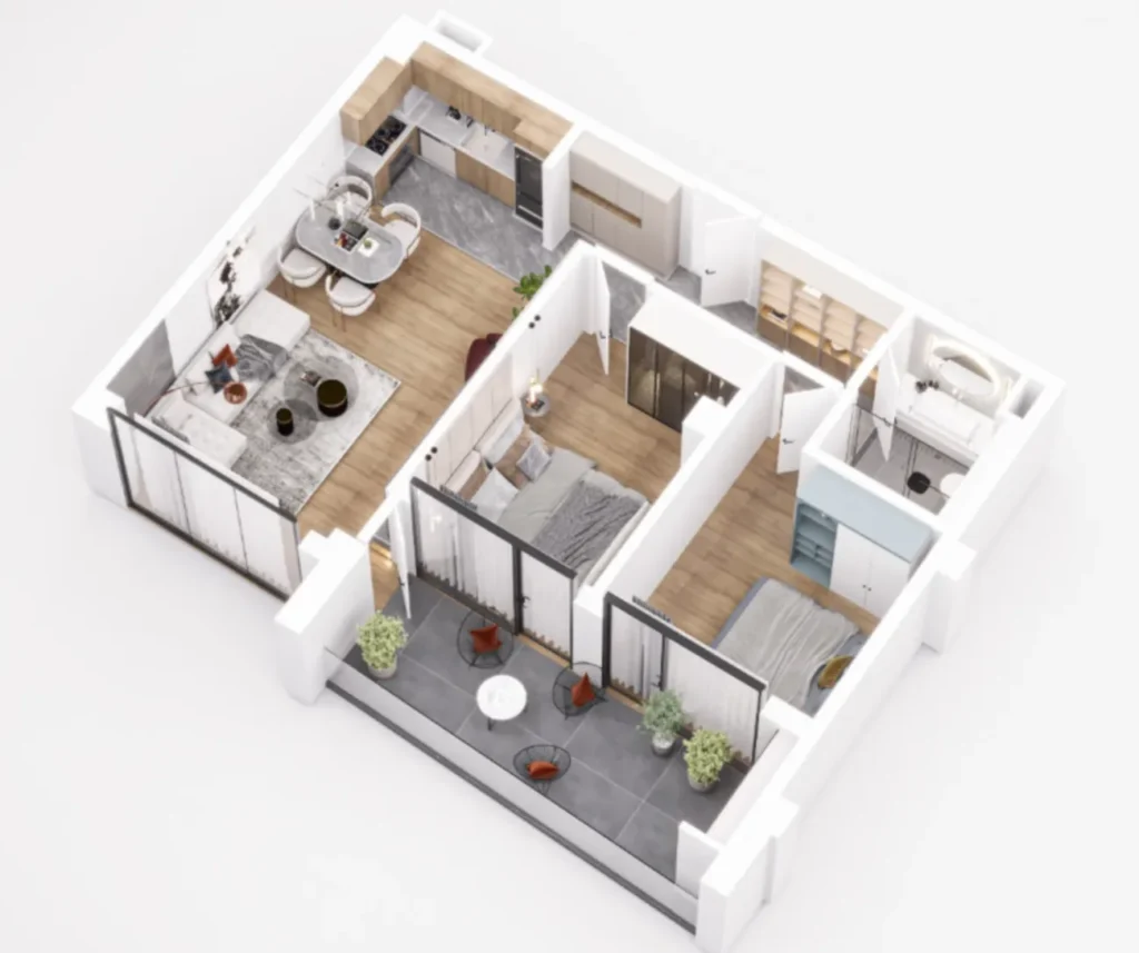 Просторная уютная двушка 75.7 м² в