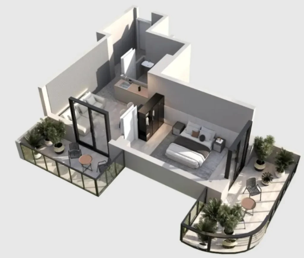 Светлая студия в современном районе 42.6 м² в