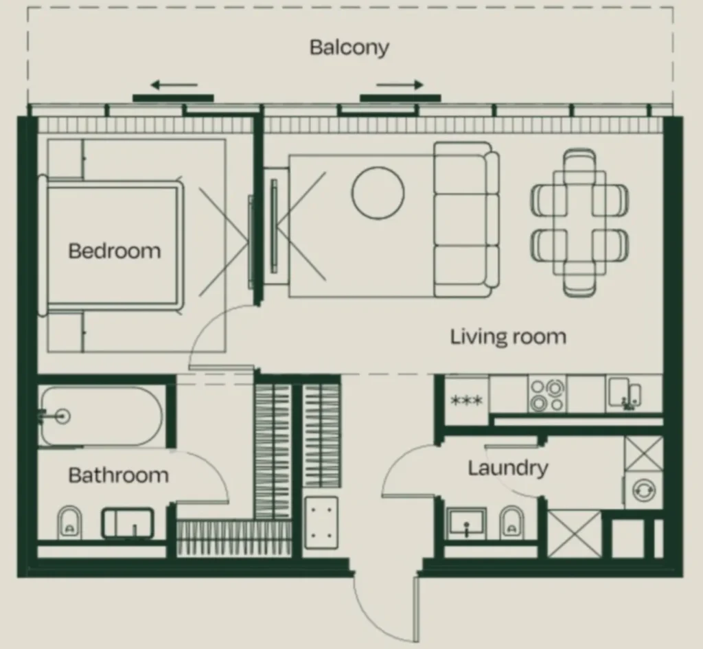 Hotový prostorný jednopokojový byt s výhledem o rozloze 74,9 m² v