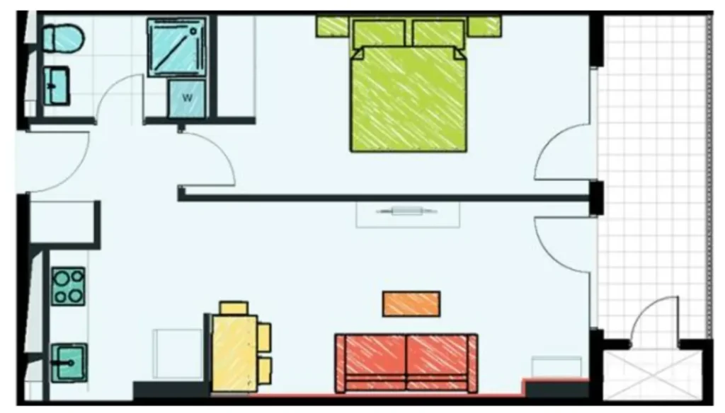 Aplanazione aperta con vista sul lago, 62,9 m² a