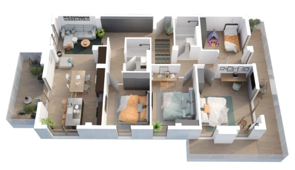 Просторная трёшка у озера Лиси 107.3 м² в