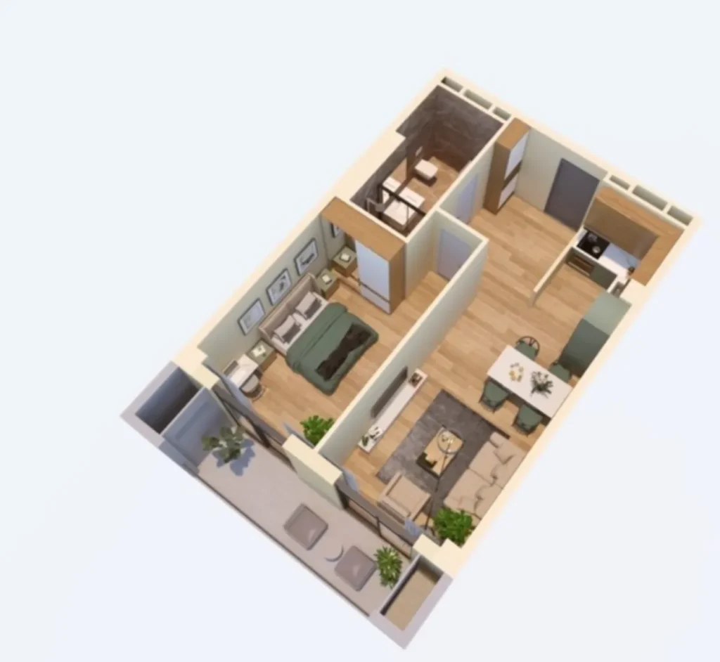 Светлая четырёхкомнатная квартира 60.3 м² в