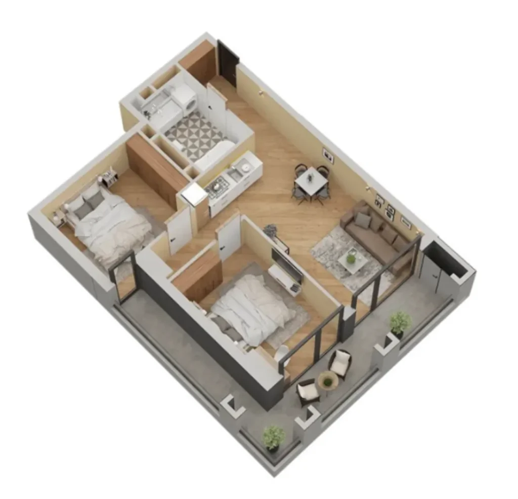 A cosy one-bedroom flat with an excellent layout, measuring 74.1 m², in